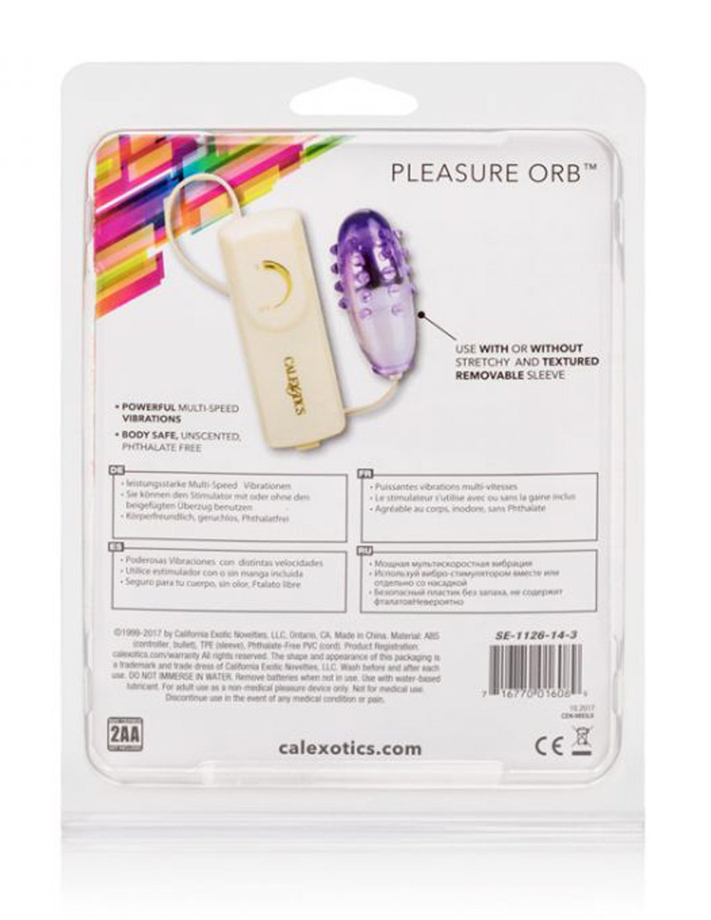 Cal Exotics Pleasure Orb Vibrating Egg package rear