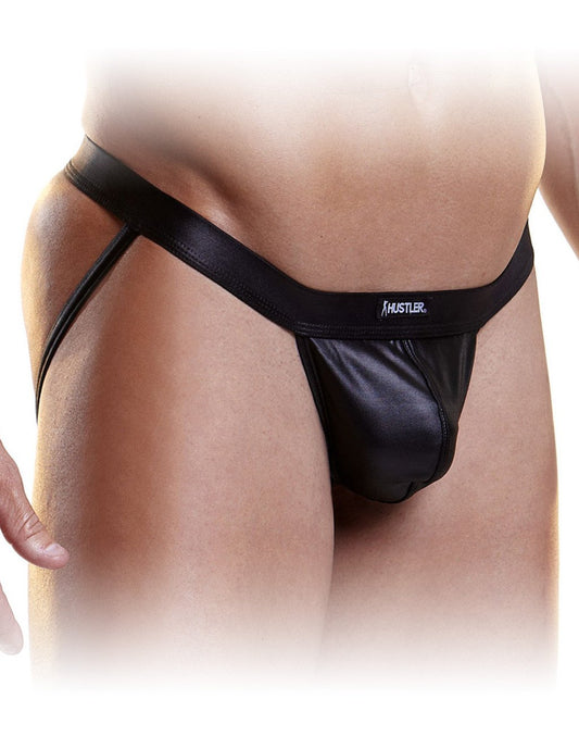 hustler men's wet look jockstrap front
